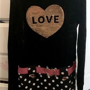 Pretty velvet and gold sparkles girls dress